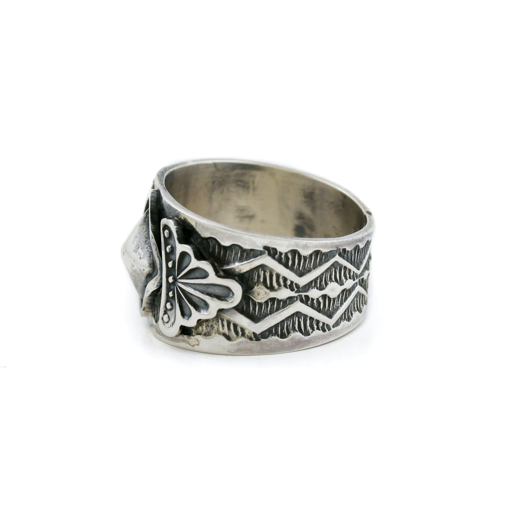 
                      
                        Contemporary Stamped Silver Navajo Ring - Kingdom Jewelry
                      
                    