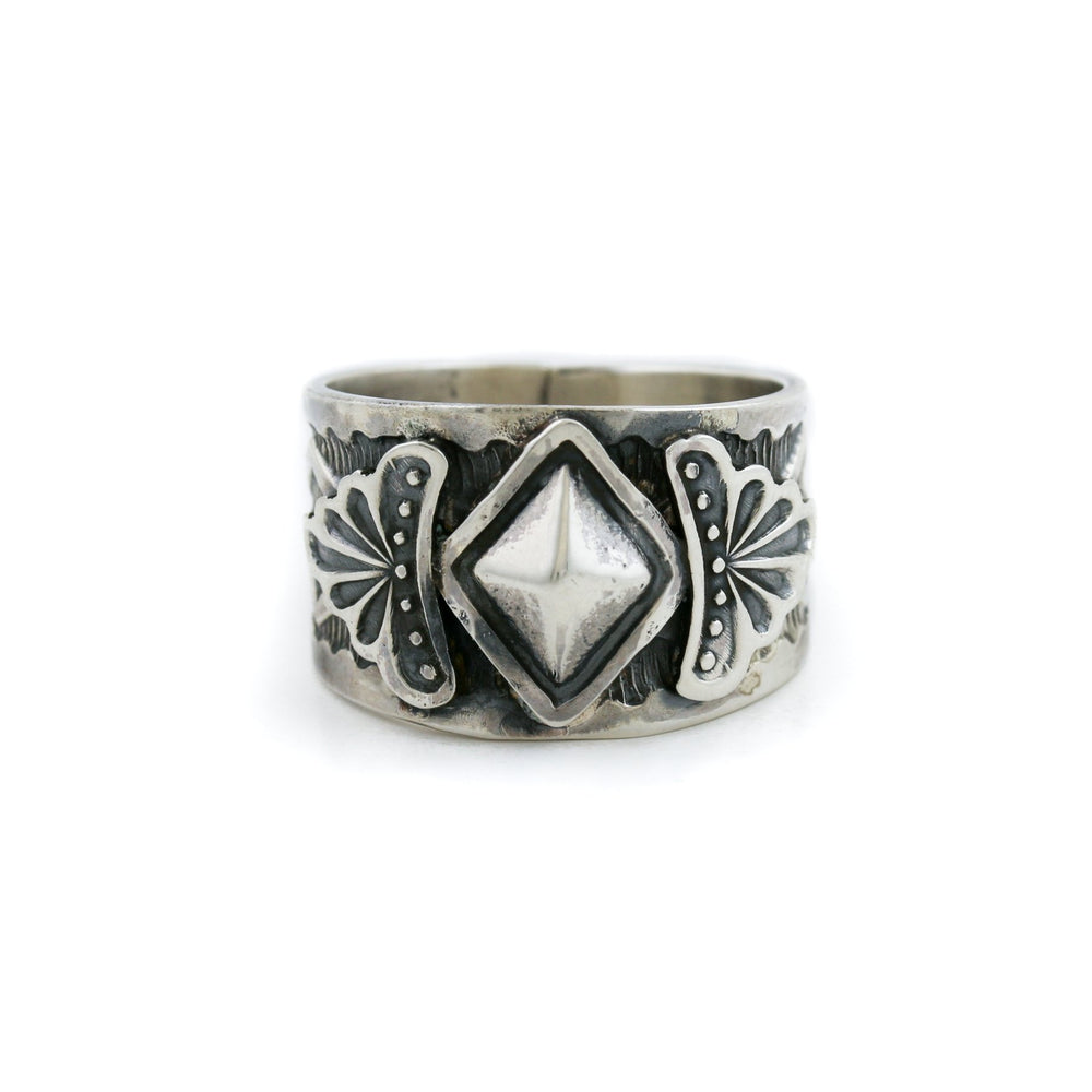 
                      
                        Contemporary Stamped Silver Navajo Ring - Kingdom Jewelry
                      
                    