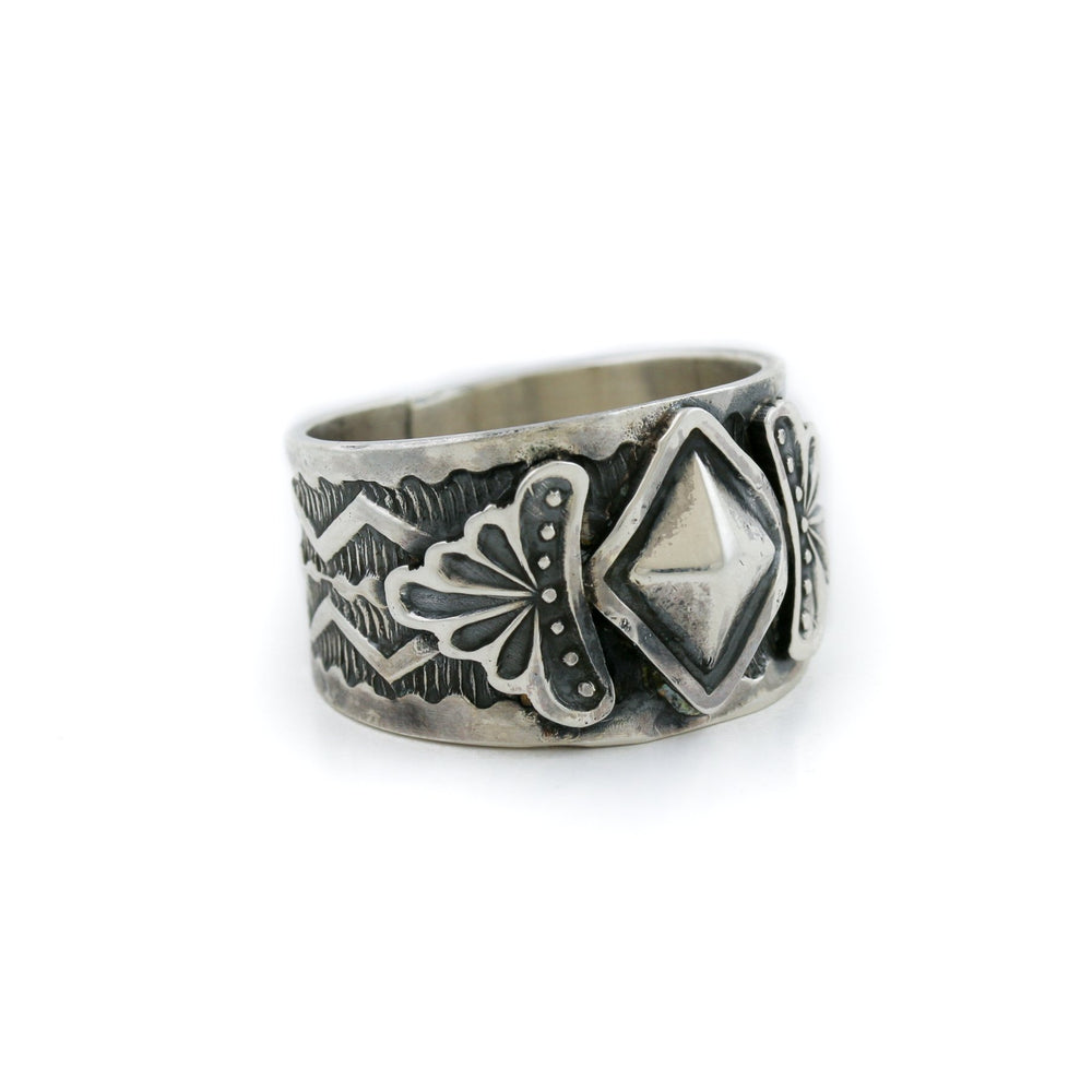 
                      
                        Contemporary Stamped Silver Navajo Ring - Kingdom Jewelry
                      
                    