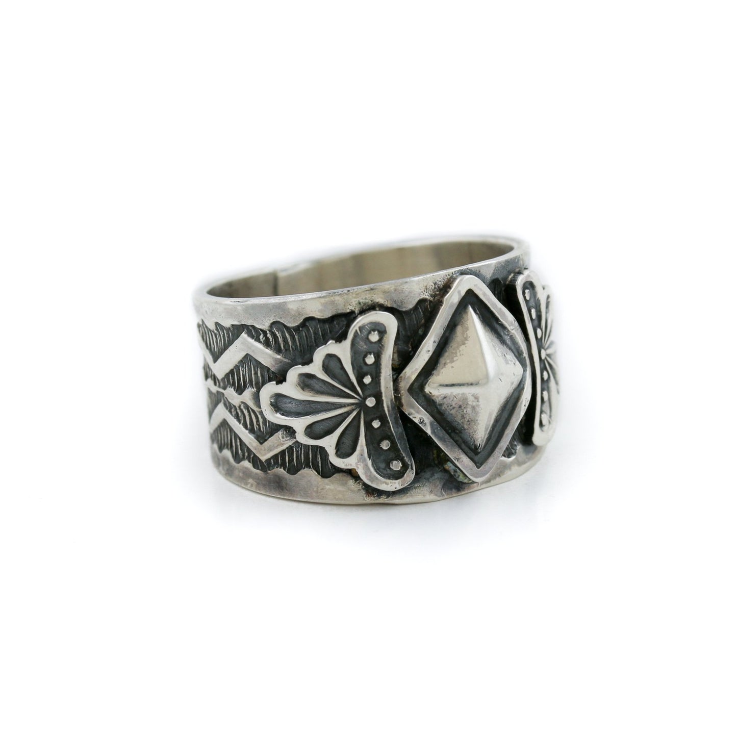 Contemporary Stamped Silver Navajo Ring - Kingdom Jewelry