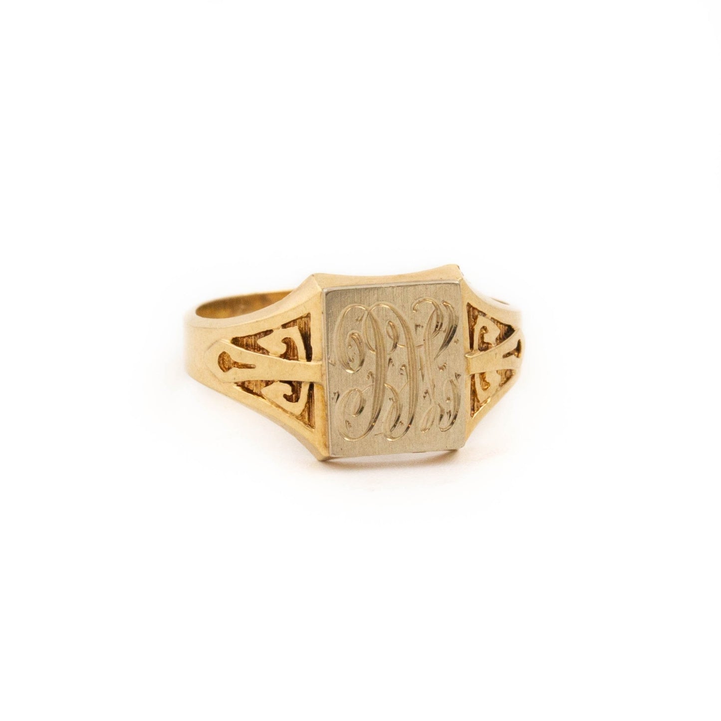 Cursive Gold Signet Ring - Kingdom Jewelry