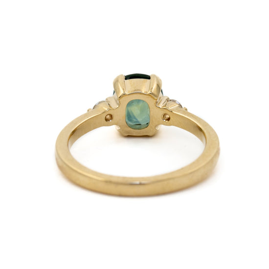 Cushion-Cut Teal Sapphire Engagement - Kingdom Jewelry