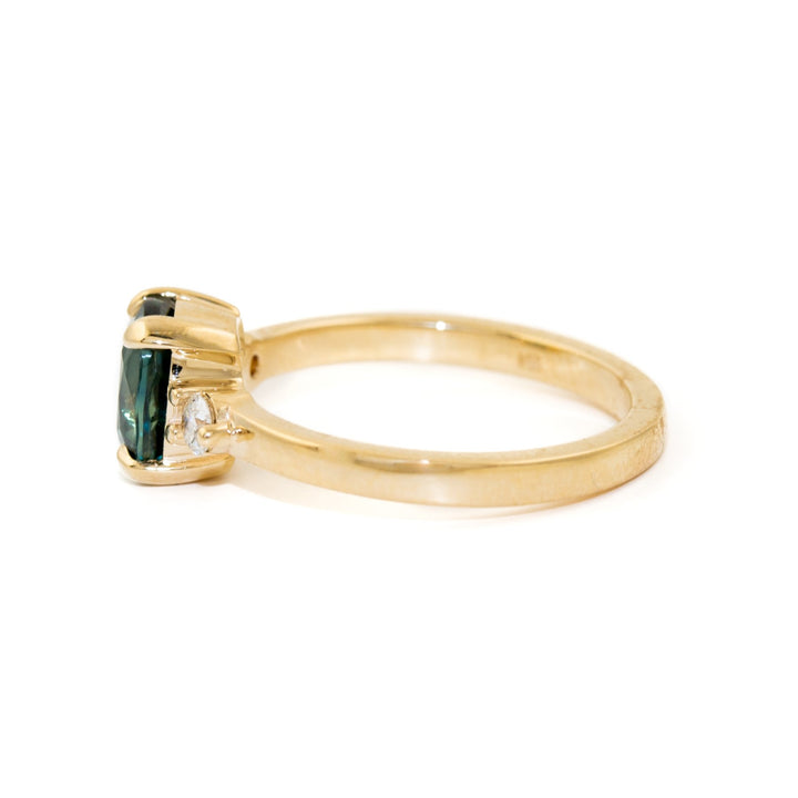 Cushion-Cut Teal Sapphire Engagement - Kingdom Jewelry