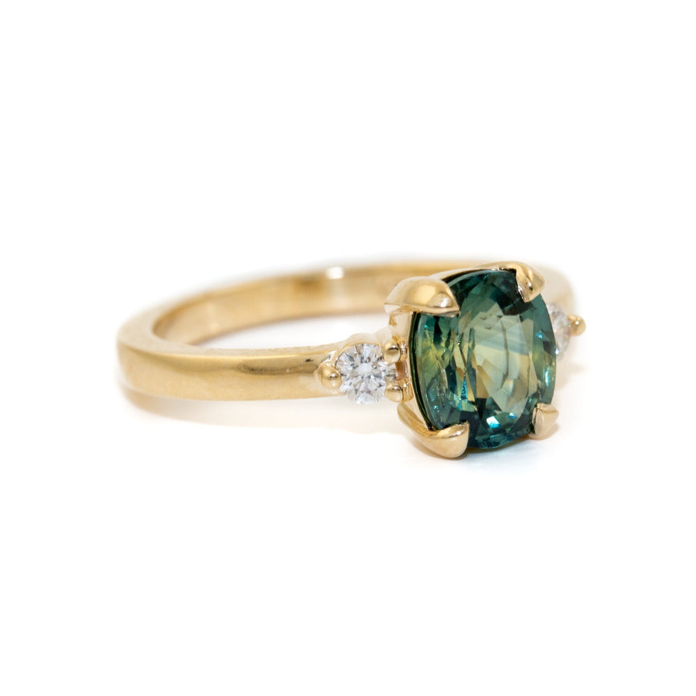 
                      
                        Cushion-Cut Teal Sapphire Engagement - Kingdom Jewelry
                      
                    