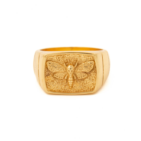 Death Moth Gold Signet Ring - Kingdom Jewelry
