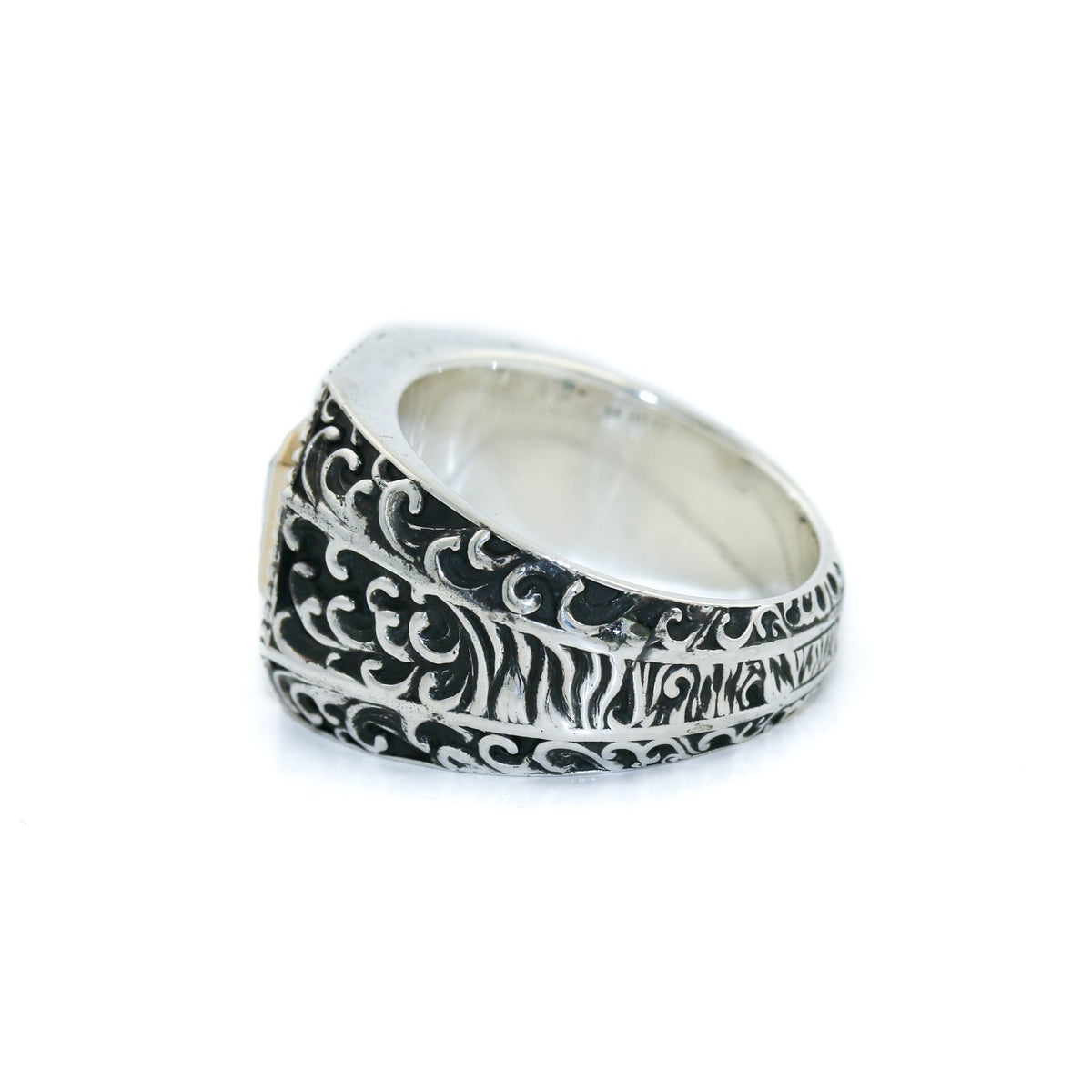 Deco Sapphire Silver x Gold Ring - Kingdom Jewelry