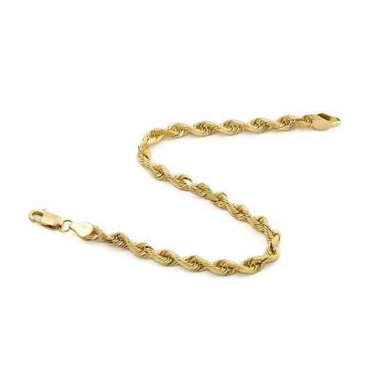 Diamond-Cut 14k Gold x Rope Braid Chain Bracelet - Kingdom Jewelry