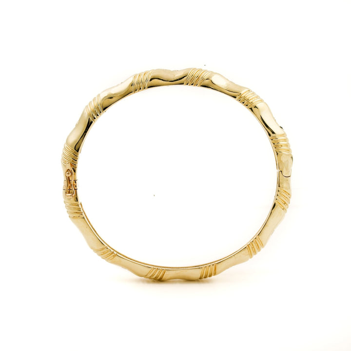 Diamond x 14k Gold Bamboo Bangle - Kingdom Jewelry