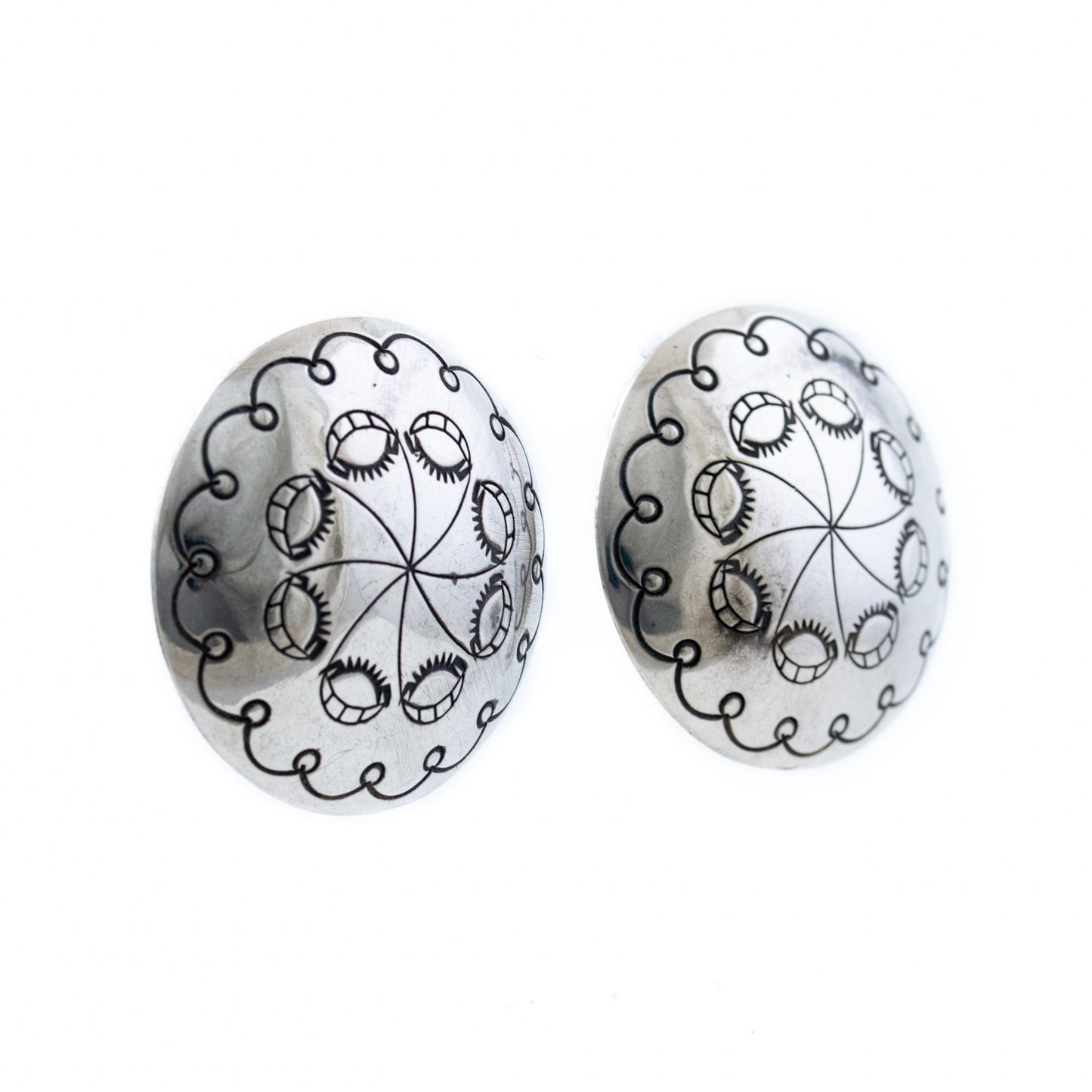 Domed Silver Concho Earrings - Kingdom Jewelry