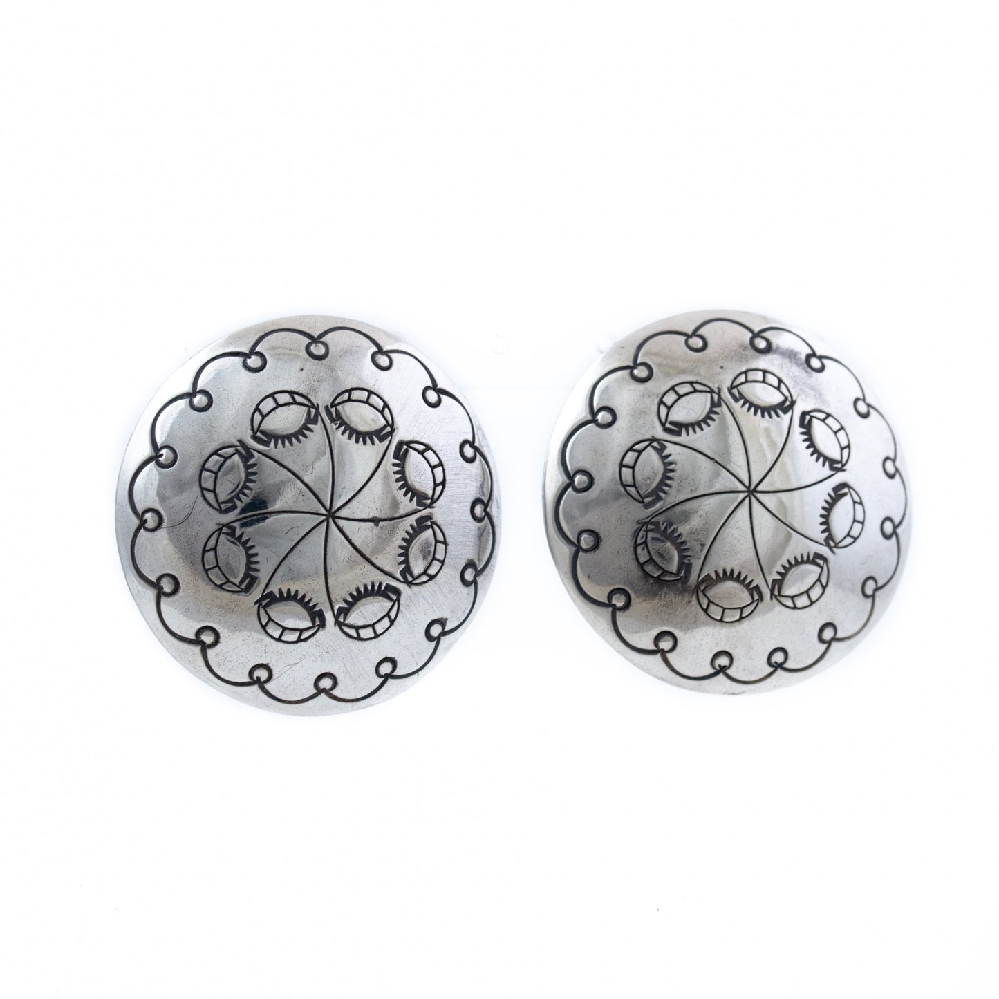 Load image into Gallery viewer, Domed Silver Concho Earrings - Kingdom Jewelry
