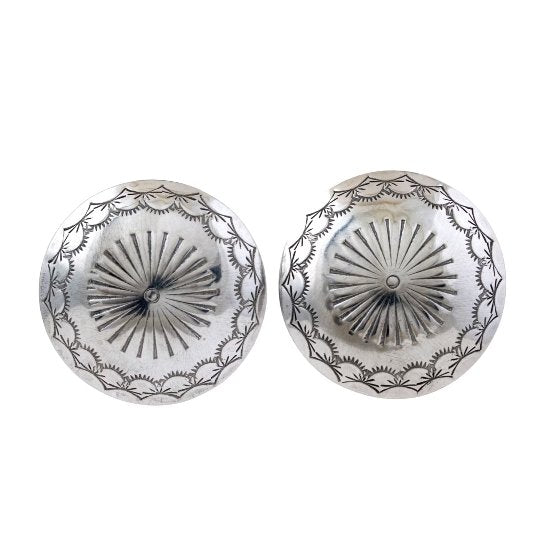 Domed Silver Concho Navajo Earrings - Kingdom Jewelry