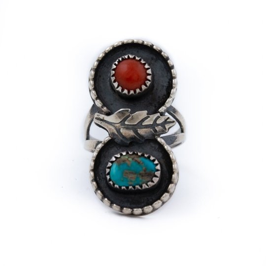 Earthy Turquoise x Red Coral Navajo Ring - Kingdom Jewelry
