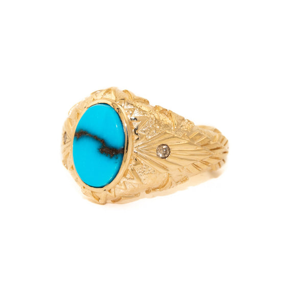 Egyptian Turquoise "Arael" Ring in 14K - Kingdom Jewelry