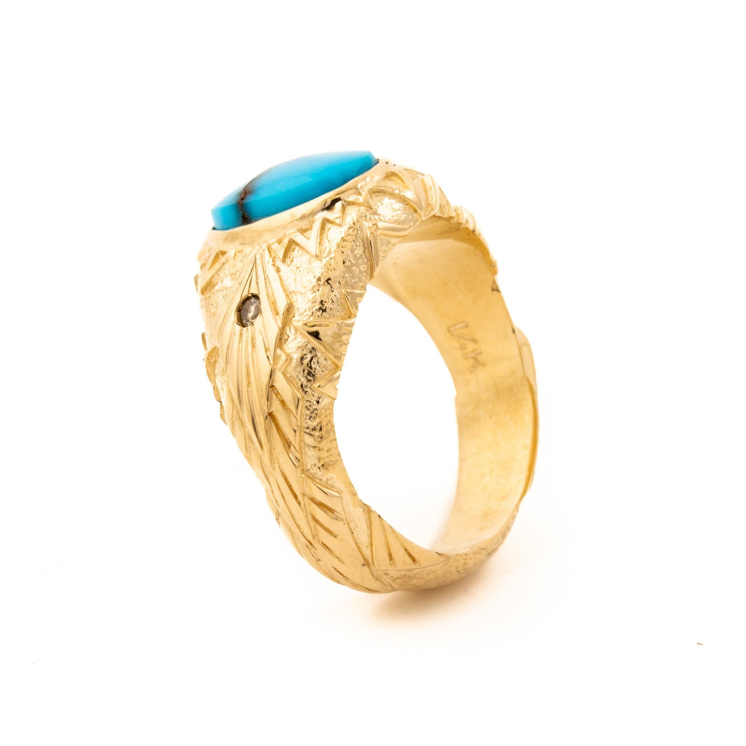 Egyptian Turquoise "Arael" Ring in 14K - Kingdom Jewelry