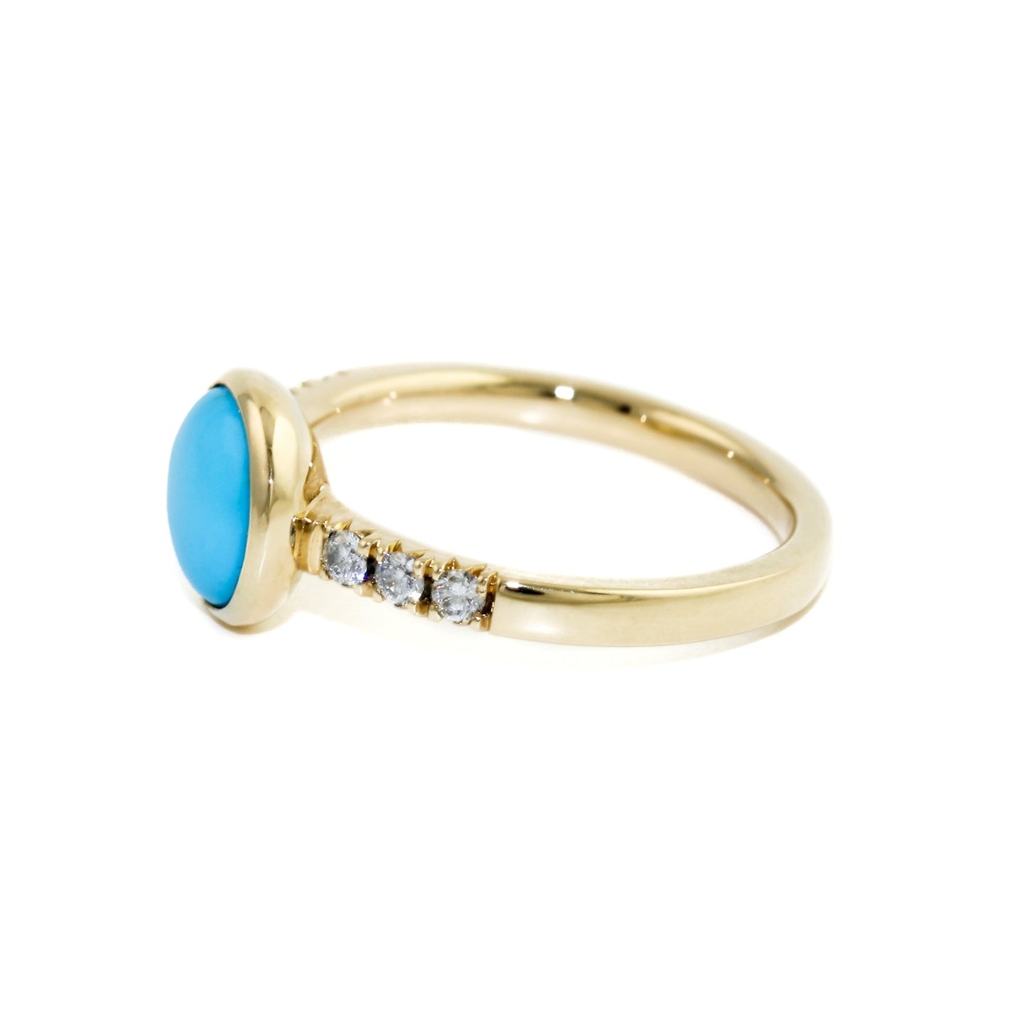 Egyptian Turquoise & Pave Diamond x Gold Engagement Band - Kingdom Jewelry