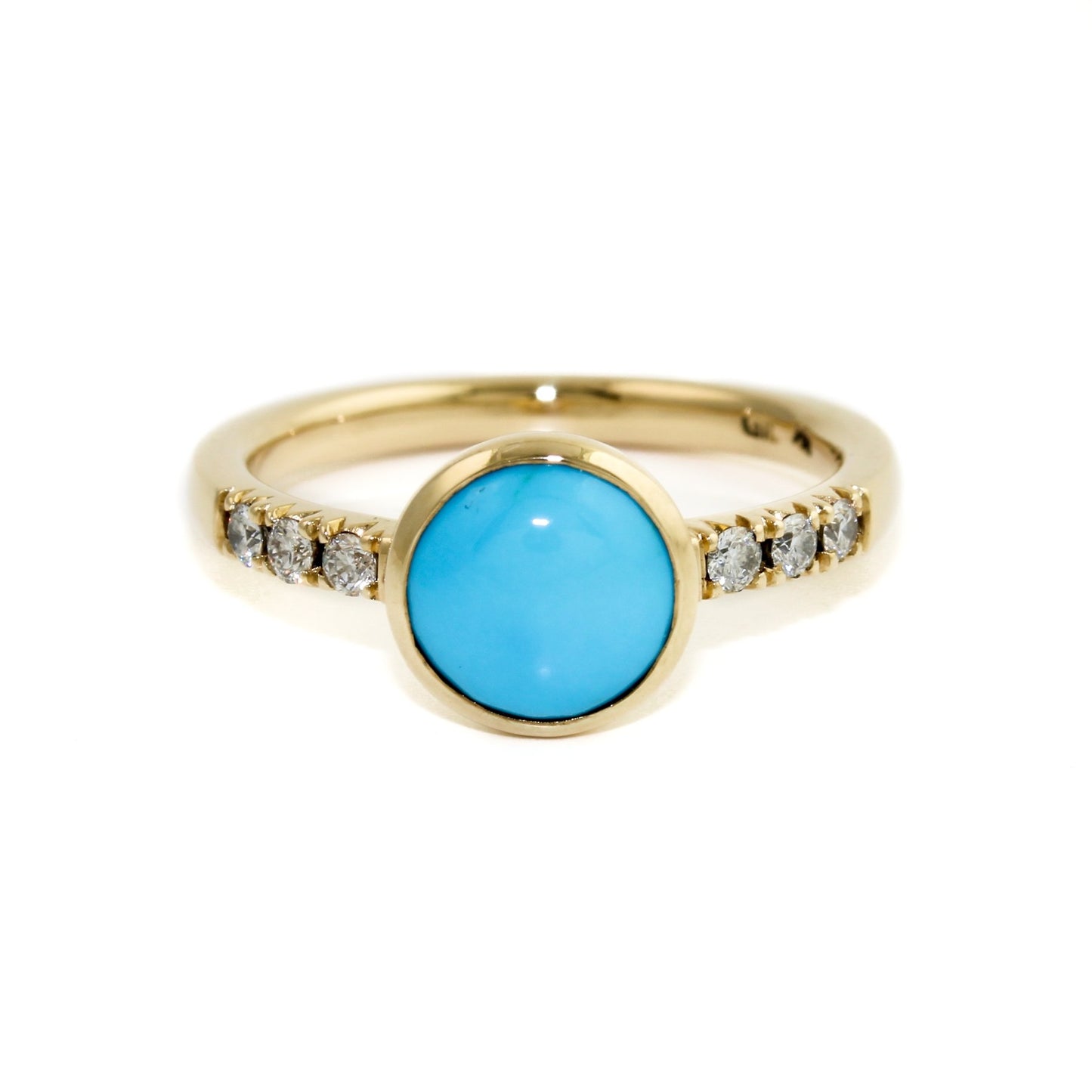 Egyptian Turquoise & Pave Diamond x Gold Engagement Band - Kingdom Jewelry