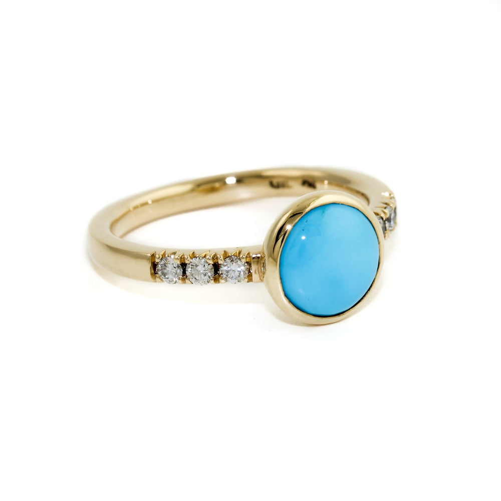 
                      
                        Egyptian Turquoise & Pave Diamond x Gold Engagement Band - Kingdom Jewelry
                      
                    