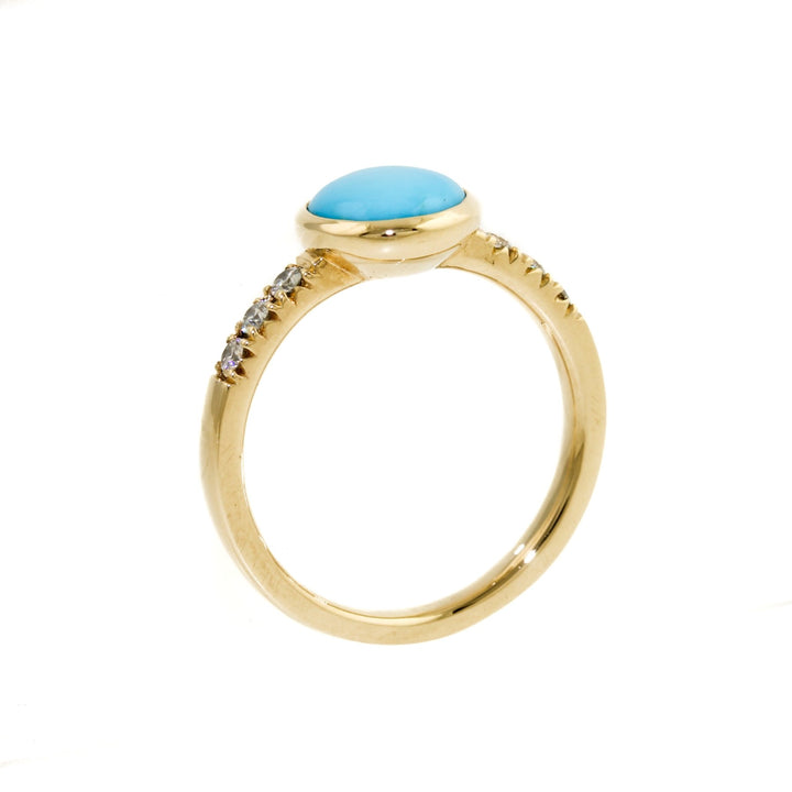 Egyptian Turquoise & Pave Diamond x Gold Engagement Band - Kingdom Jewelry