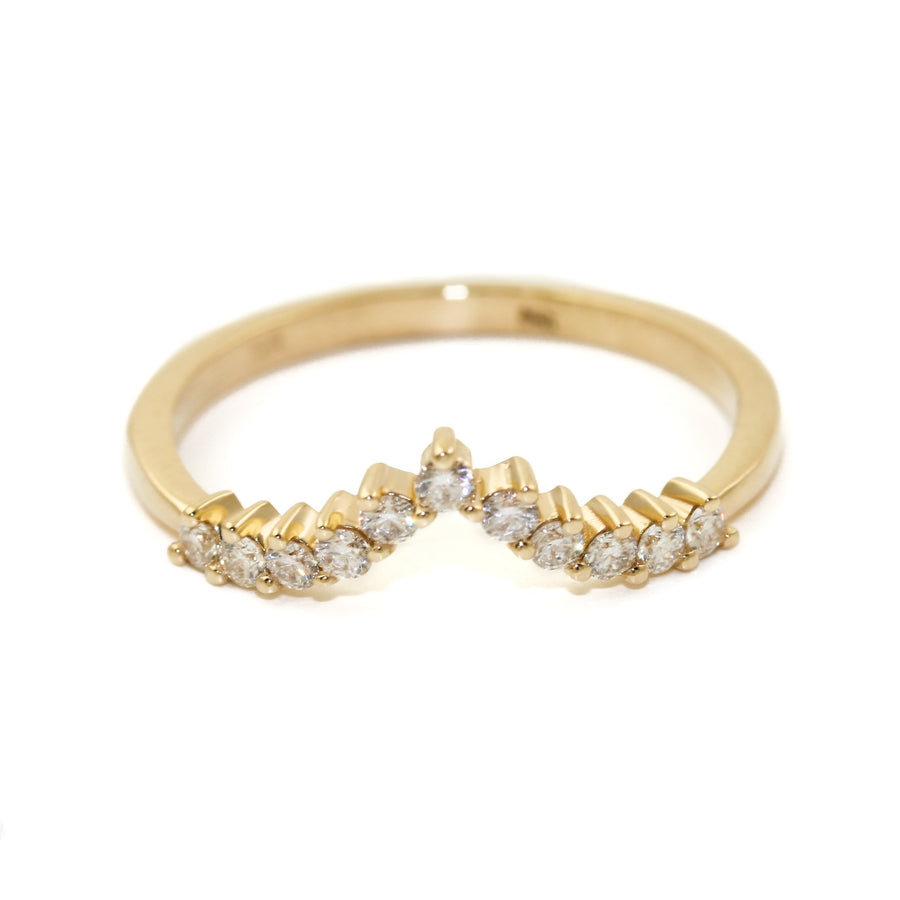 Elegant 14 K Gold x Pave Diamond Tiara Band - Kingdom Jewelry