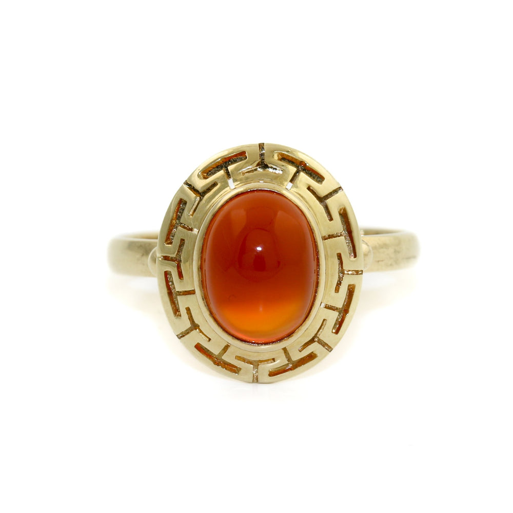 Elegant 14k Gold x Carnelian "Meandros" Signet - Kingdom Jewelry