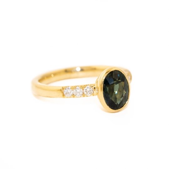Load image into Gallery viewer, Elena Oval Sapphire Diamond Ring - Kingdom Jewelry
