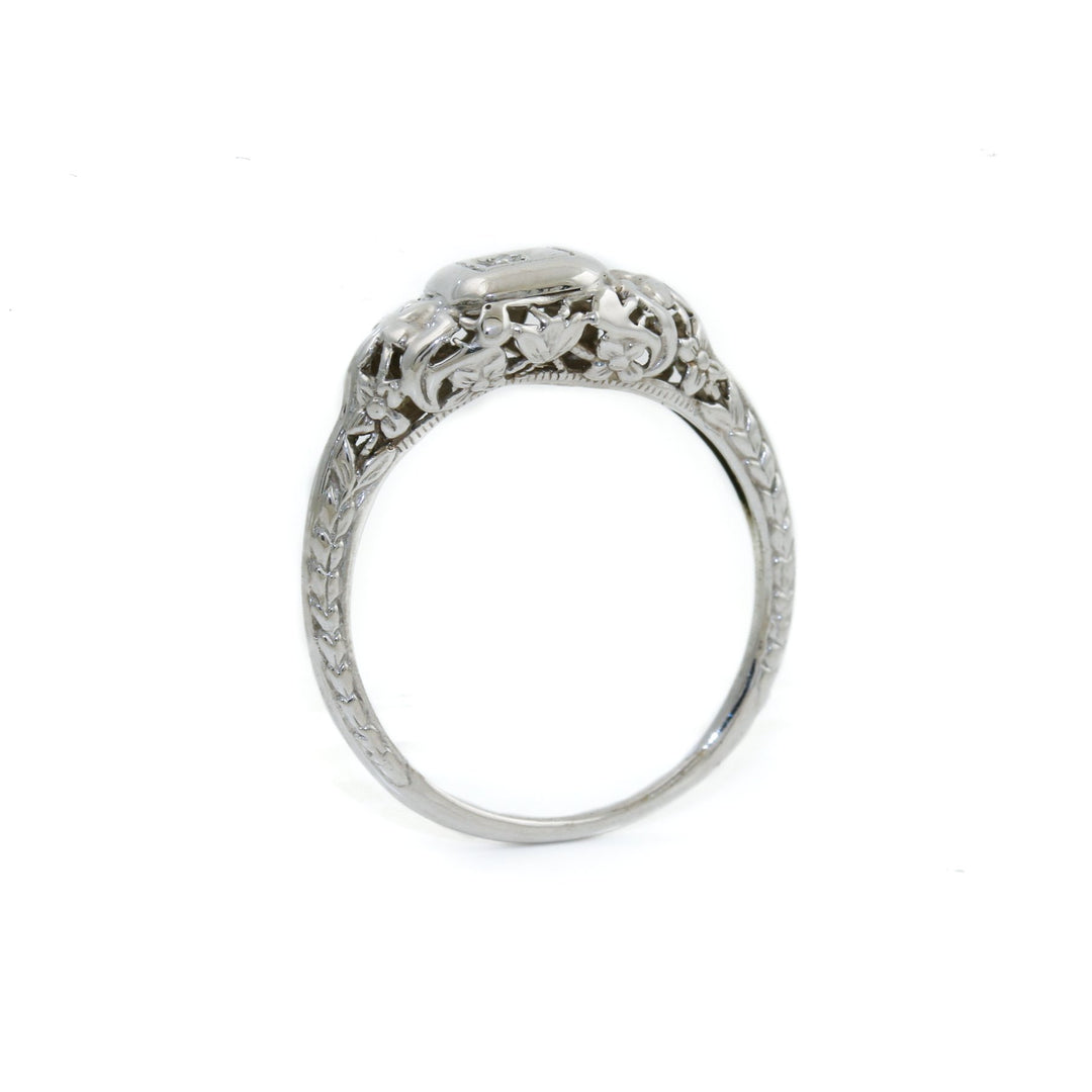 Elsa Art Deco 14k White Gold Ring - Kingdom Jewelry