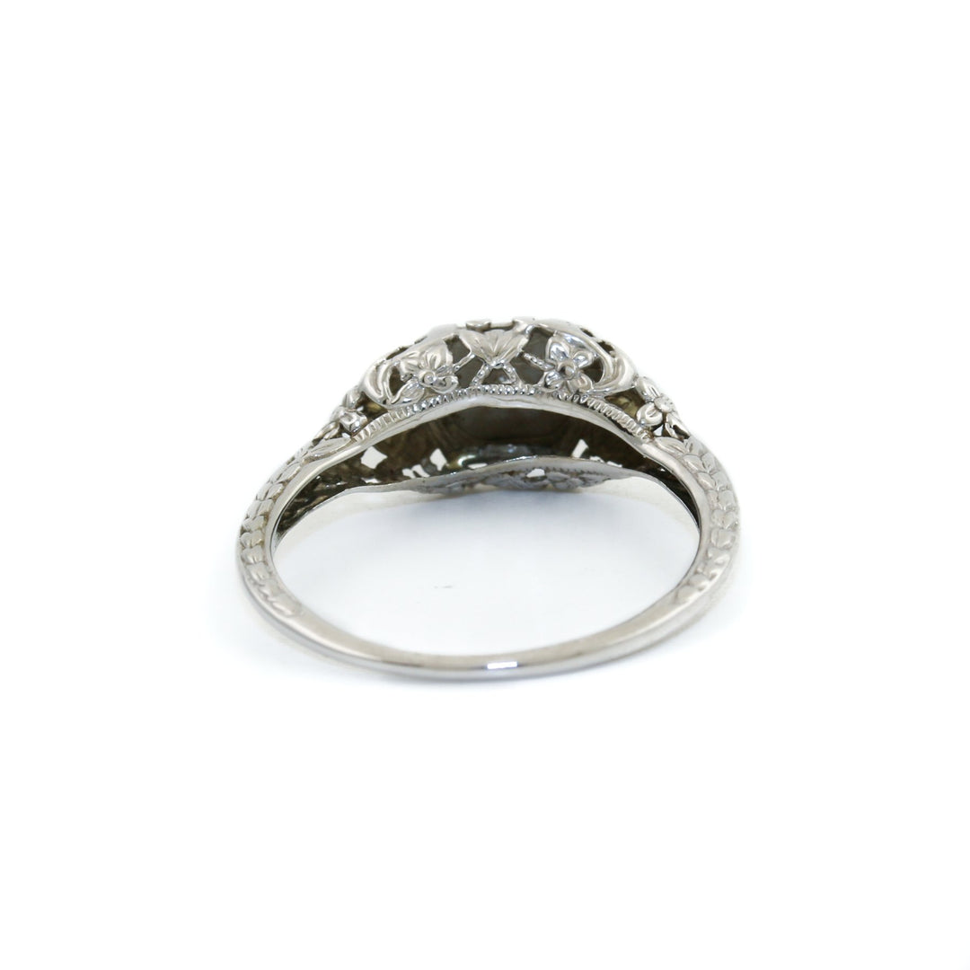 Elsa Art Deco 14k White Gold Ring - Kingdom Jewelry