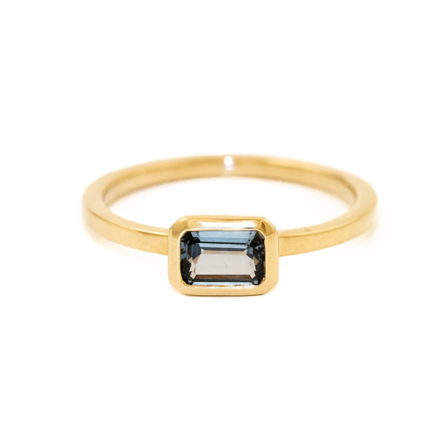 Emerald-Cut Grey Spinel Engagement - Kingdom Jewelry