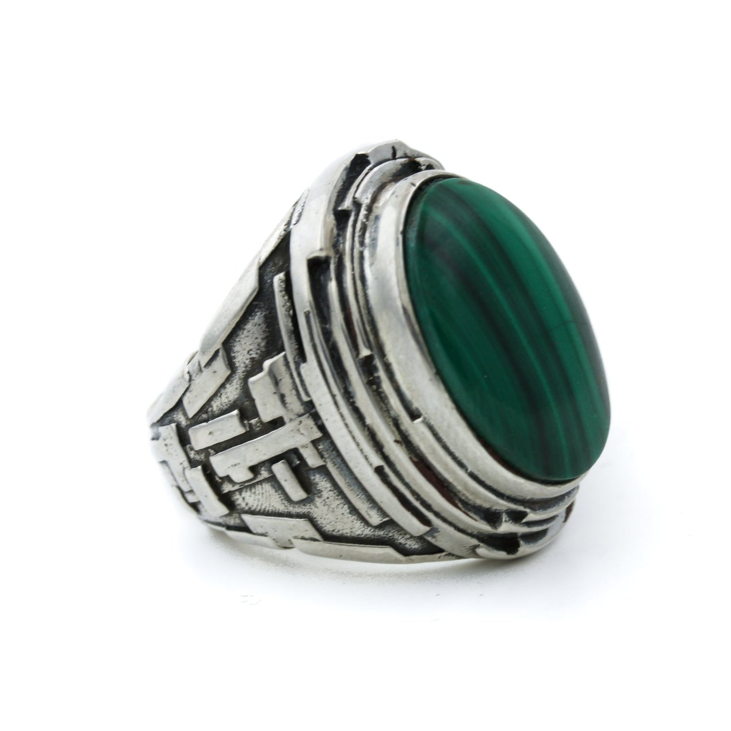 "Fractal" Ring with Natural Malachite - Kingdom Jewelry