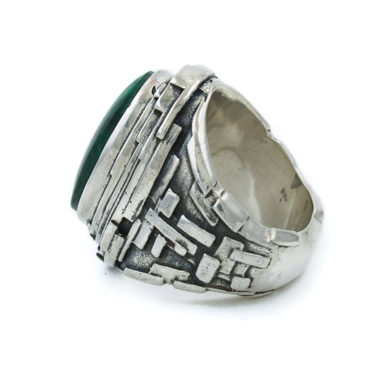 "Fractal" Ring with Natural Malachite - Kingdom Jewelry
