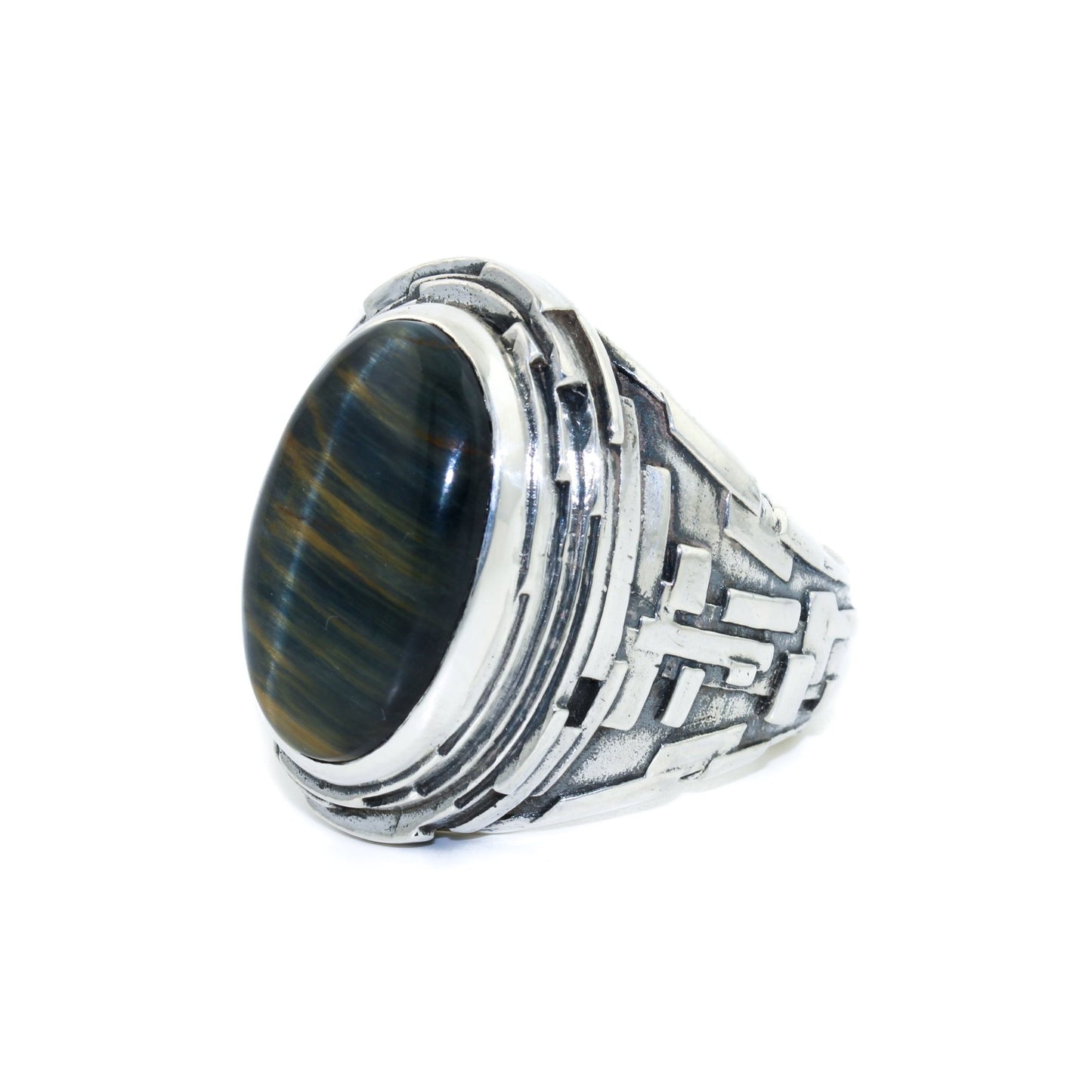 "Fractal" Ring x Blue Tiger's Eye” - Kingdom Jewelry