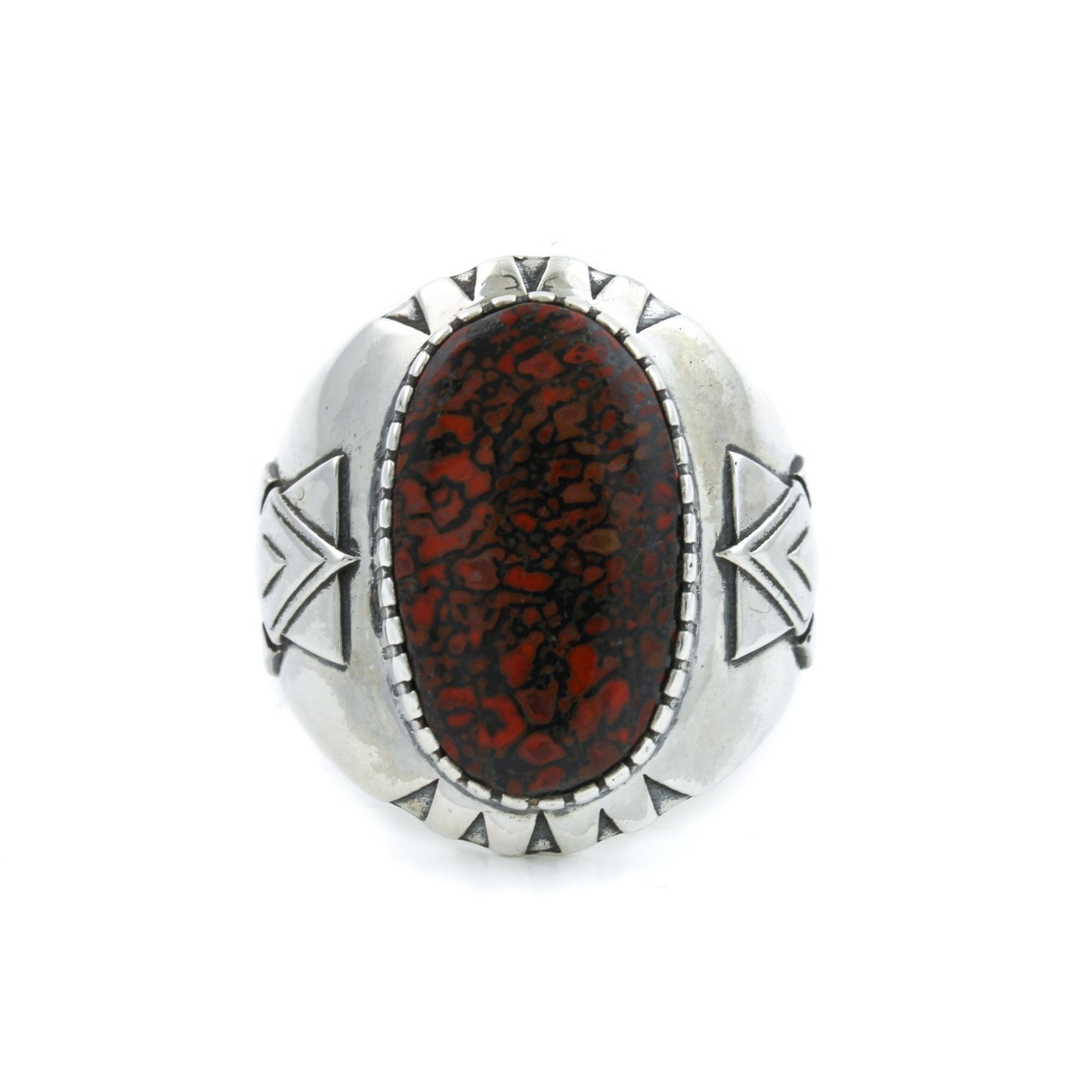 Geometric "Alpha" Ring x Red Fossilized Dinosaur Bone by Kingdom - Kingdom Jewelry