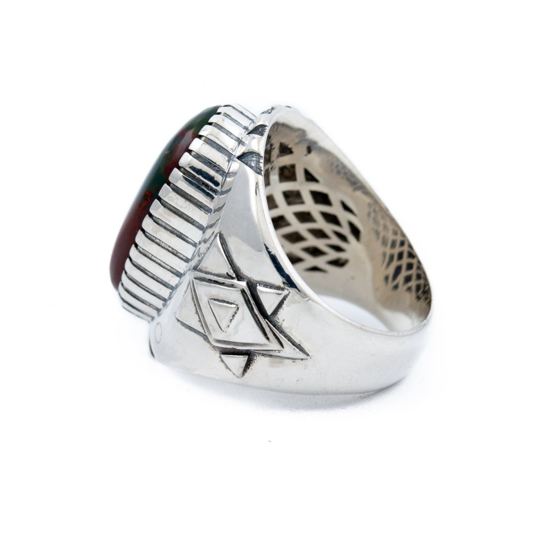 Geometric Bloodstone "Alpha" Ring - Kingdom Jewelry