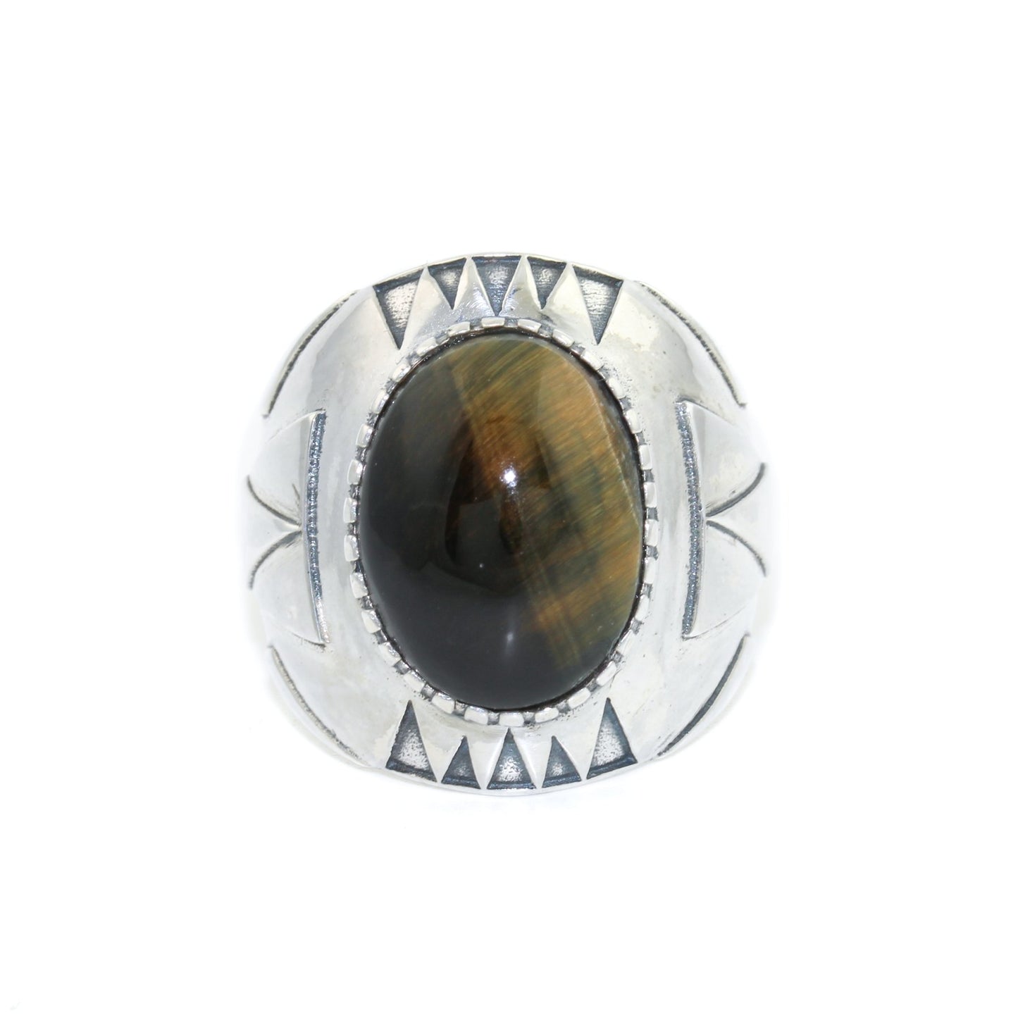 Geometric "Delta Δ" Ring x Blue Tiger's Eye by Kingdom - Kingdom Jewelry