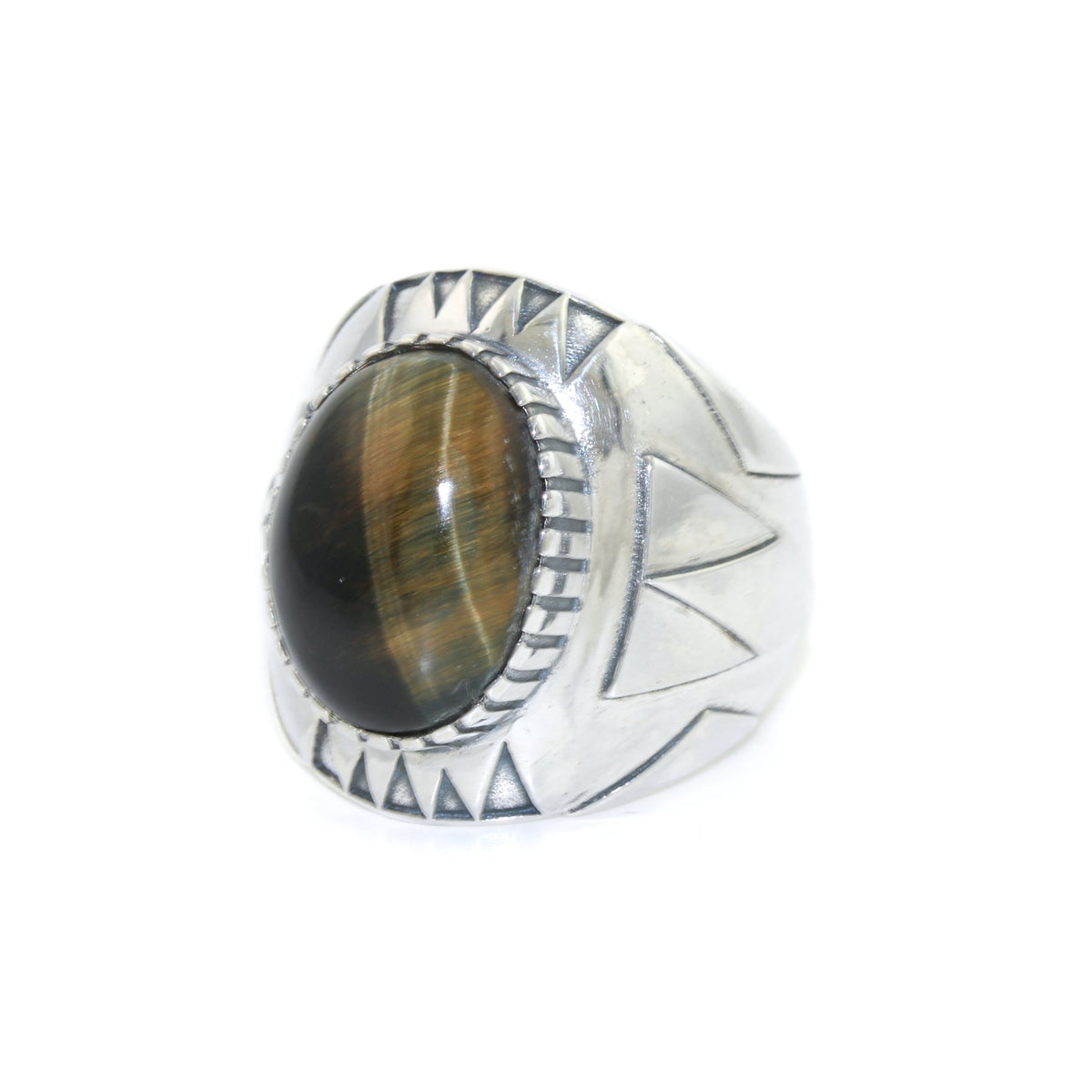 Geometric "Delta Δ" Ring x Blue Tiger's Eye by Kingdom - Kingdom Jewelry