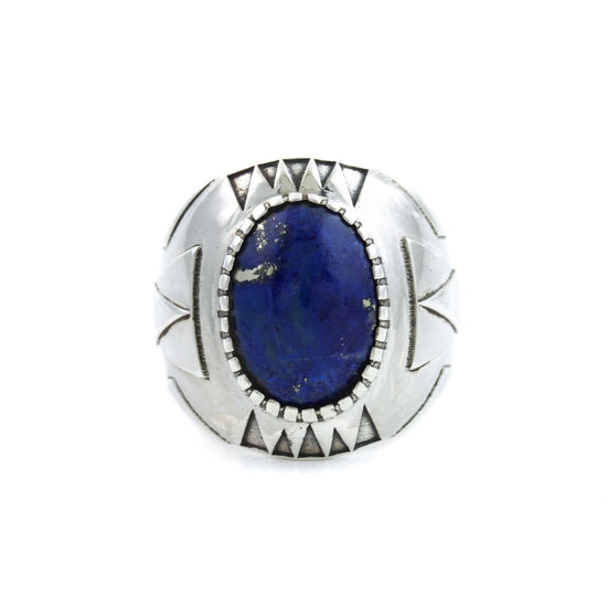 Load image into Gallery viewer, Geometric &amp;quot;Delta Δ&amp;quot; Ring x Lapis Lazuli by Kingdom - Kingdom Jewelry

