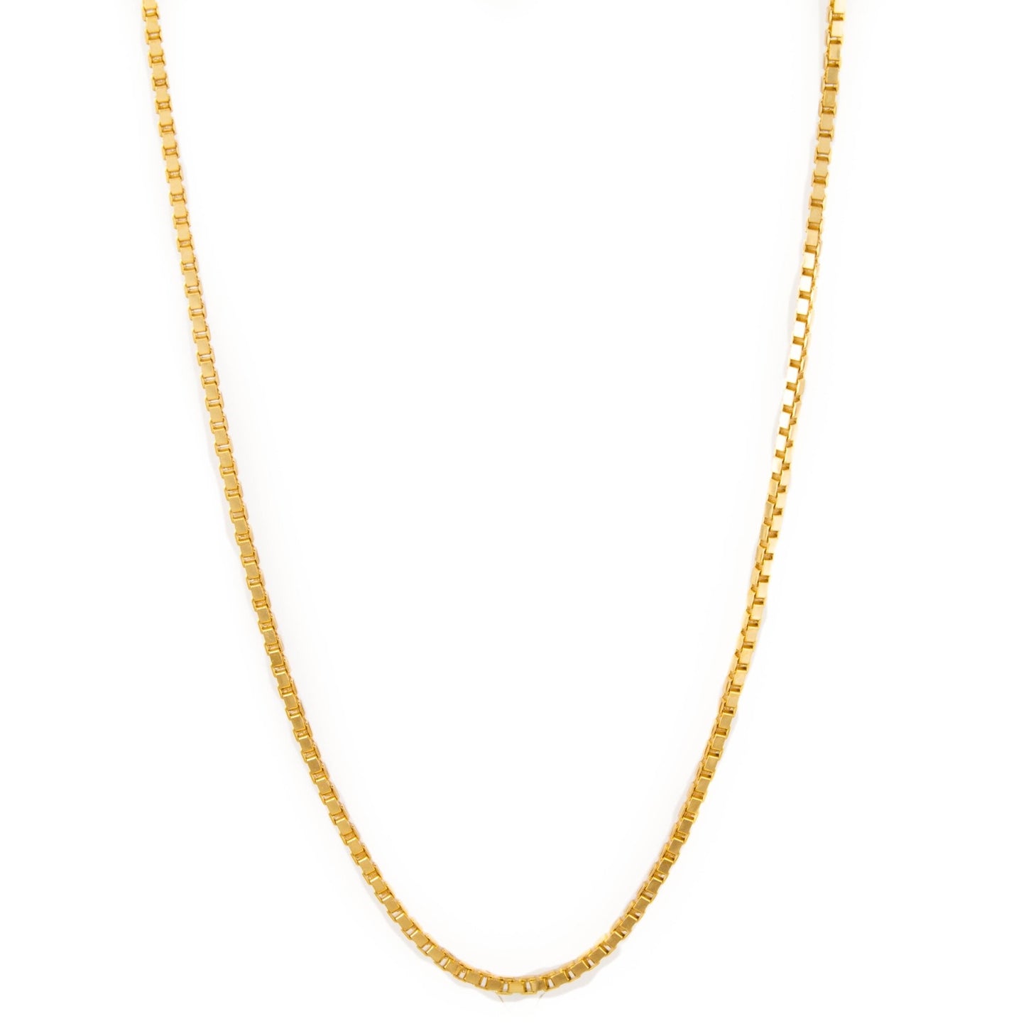 Gold 2mm Box Link Necklace - Kingdom Jewelry
