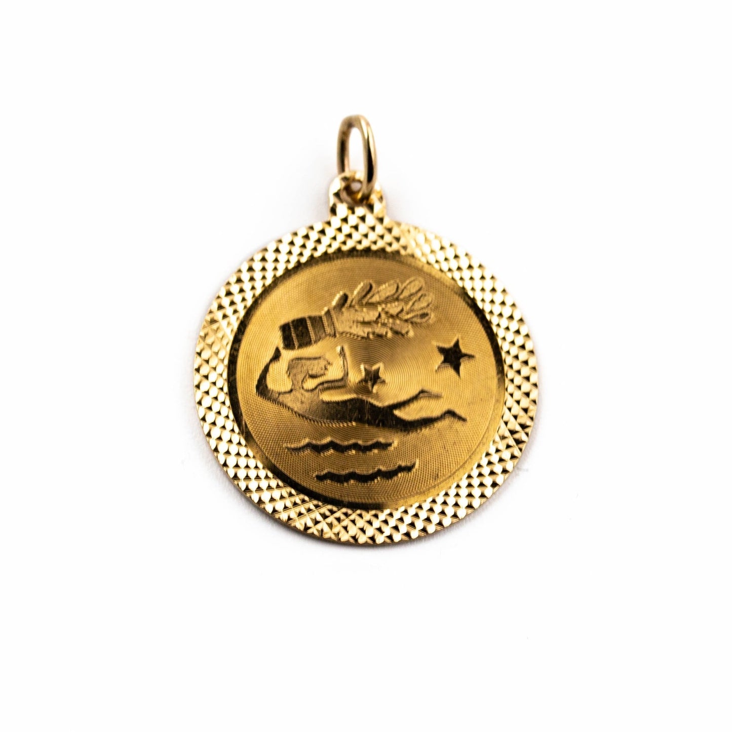 Gold Aquarius Charm Pendant - Kingdom Jewelry