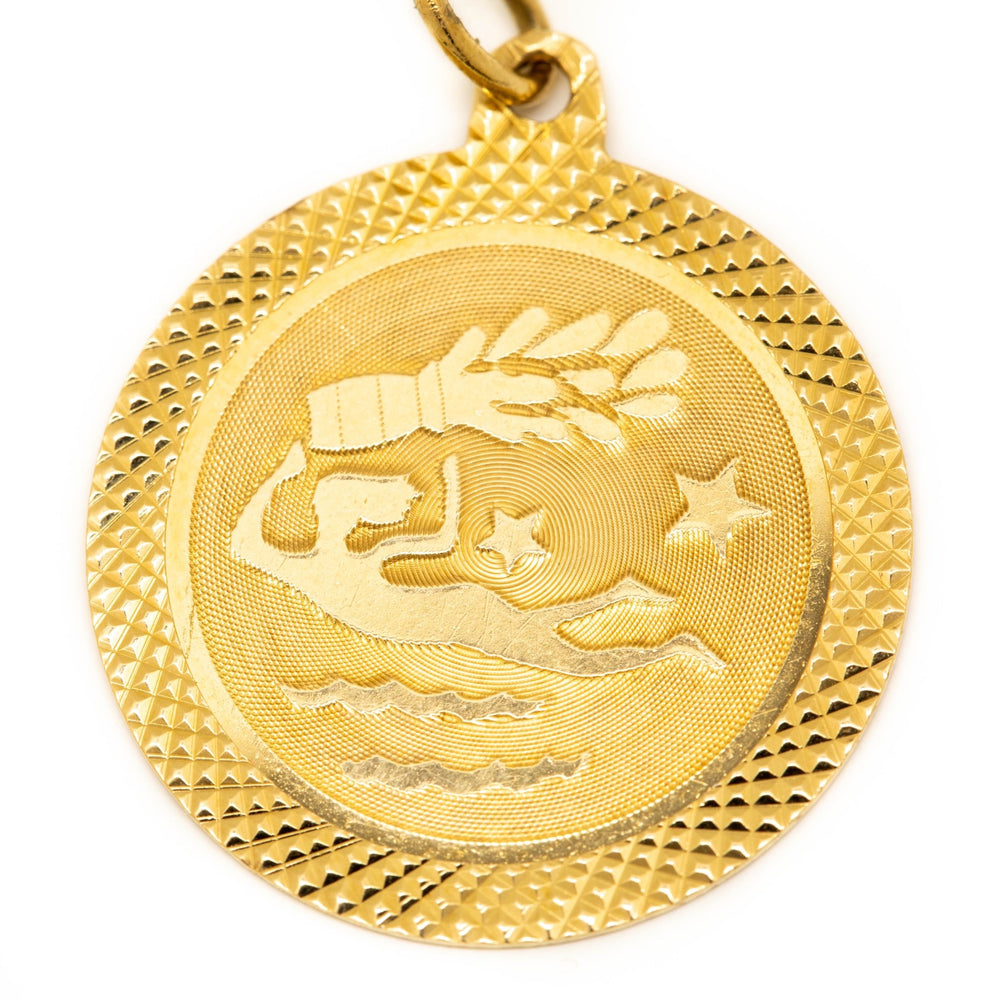 Gold Aquarius Charm Pendant - Kingdom Jewelry