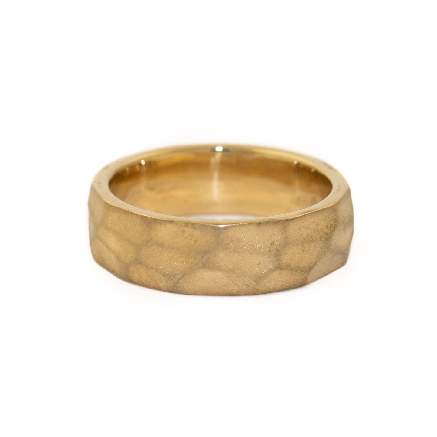 Gold Broad Hand-Hammered Band - Kingdom Jewelry