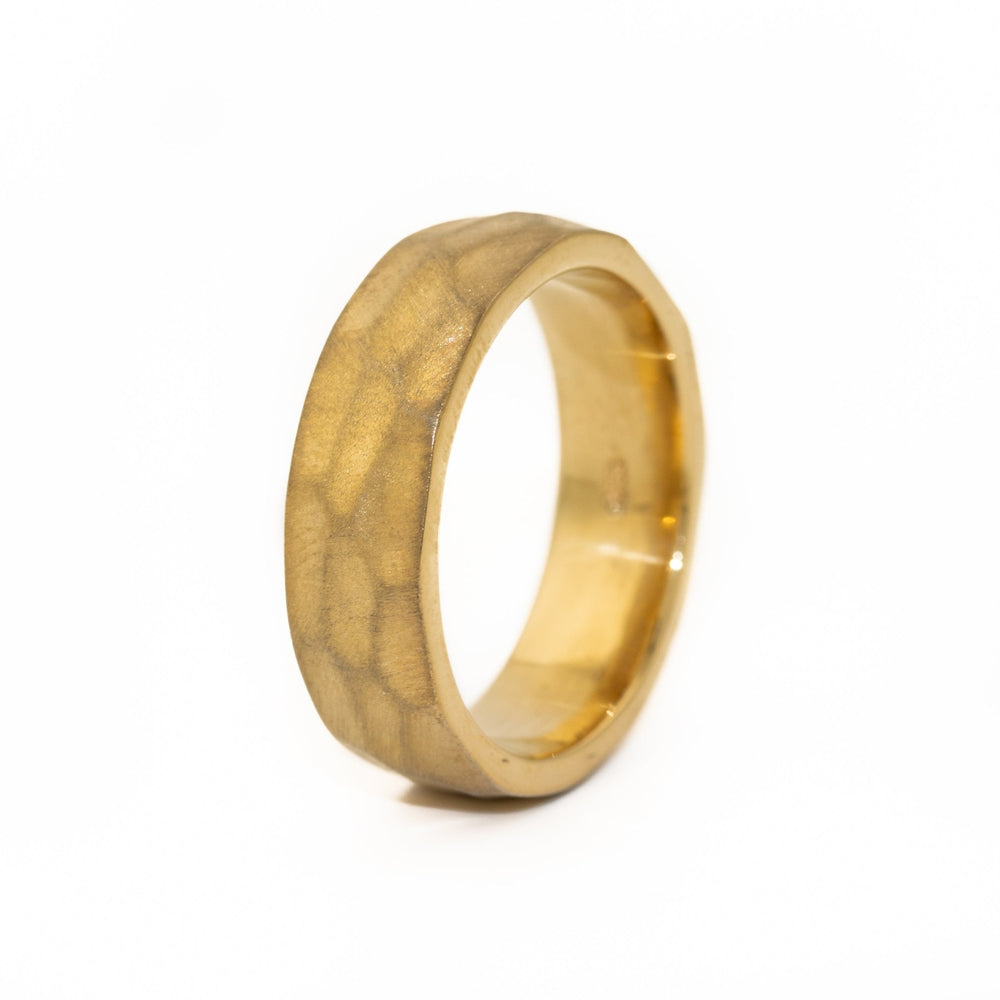 Gold Broad Hand-Hammered Band - Kingdom Jewelry