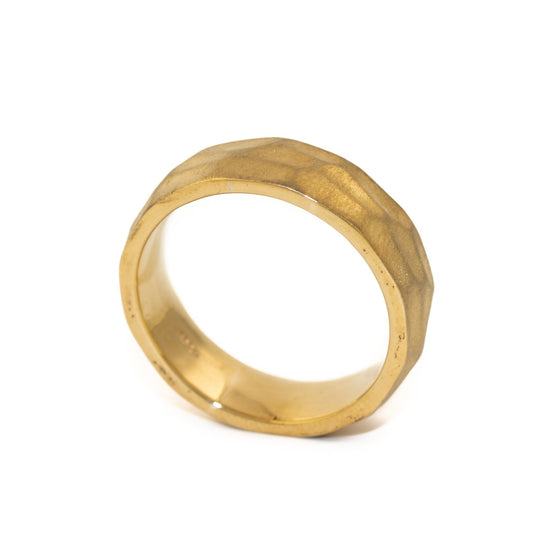 Gold Broad Hand-Hammered Band - Kingdom Jewelry