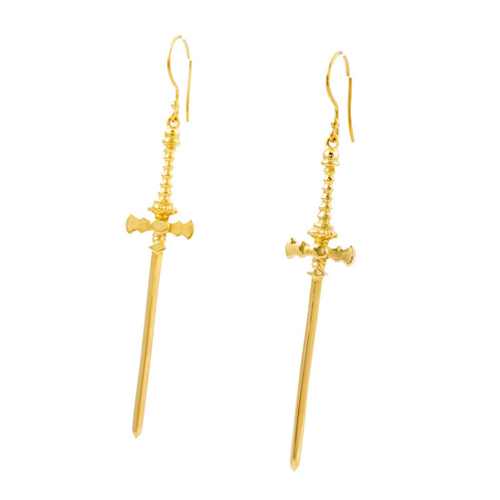 Gold "Defender" Sword Earrings - Kingdom Jewelry