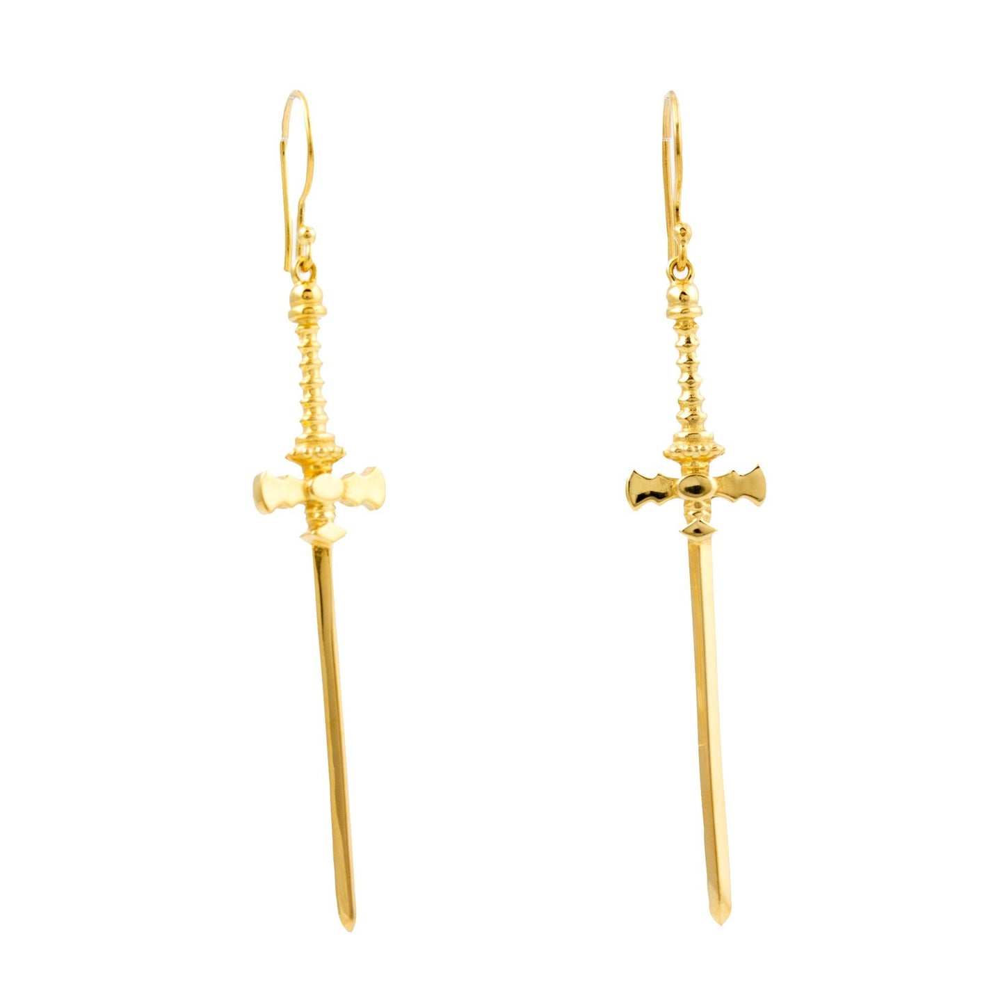 Load image into Gallery viewer, Gold &amp;quot;Defender&amp;quot; Sword Earrings - Kingdom Jewelry
