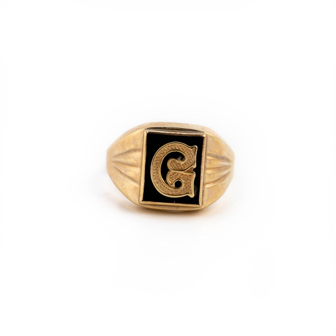 Gold G Signet Ring - Kingdom Jewelry