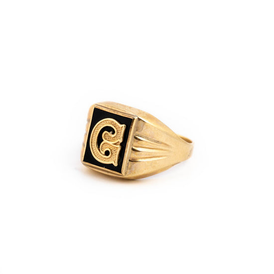 Gold G Signet Ring - Kingdom Jewelry