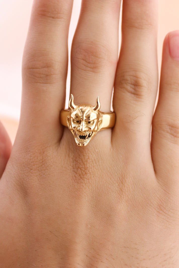 Gold Hannya Demon Ring - Kingdom Jewelry