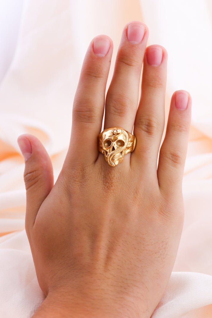 Gold "Jake" Skull Ring - Kingdom Jewelry
