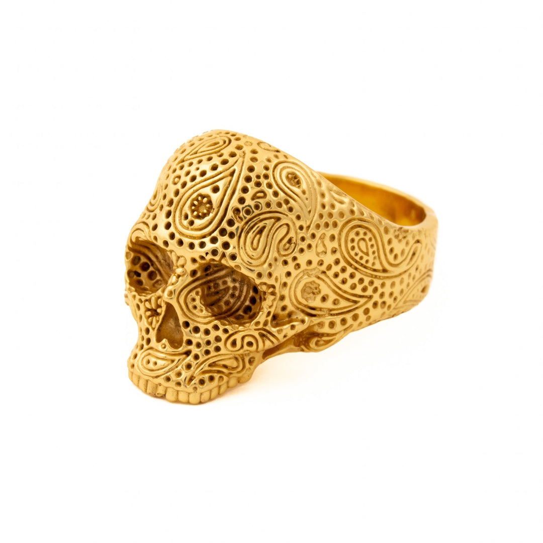 Gold "Lord Paisley" Skull Ring - Kingdom Jewelry