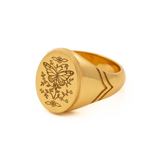 Gold "Monarch" Signet Ring - Kingdom Jewelry